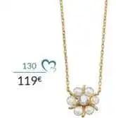 Collier or 375 milliemes,perles de culture d'eau douce et oxyde de zirconium