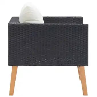 vidaXL Canapé simple de jardin avec coussins Résine tressée Noir