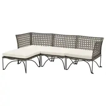 Jutholmen Canapé 3 places modulable extérieur, gris foncé/kuddarna beige