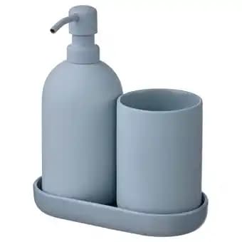 GansjÖn Accessoires bain, 3 pièces, bleu gris clair
