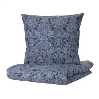 JÄttevallmo Housse de couette et 1 taie, bleu foncé/blanc, 150x200/65x65 cm
