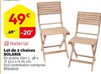 Naterial Lot de 2 chaises SOLARIS