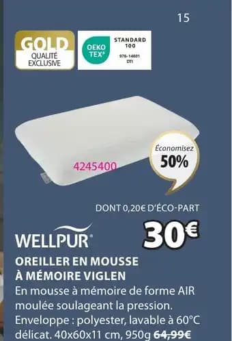 OREILLER EN MOUSSE À MÉMOIRE VIGLEN