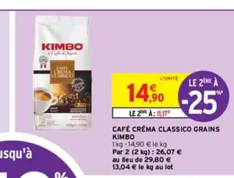 CAFÉ CRÉMA CLASSICO GRAINS KIMBO