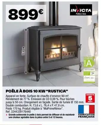 POÊLE À BOIS 10 KW "RUSTICA"