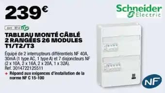 TABLEAU MONTÉ CÂBLÉ 2 RANGÉES 26 MODULES T1/T2/T3