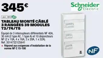 TABLEAU MONTÉ CÂBLÉ 3 RANGÉES 39 MODULES T3/T4/T5