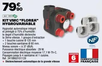 KIT VMC "FLOREA" HYGROVARIABLE