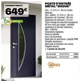 PORTE D'ENTRÉE MÉTAL "BADUR"