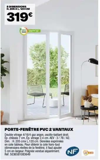 PORTE-FENÊTRE PVC 2 VANTAUX