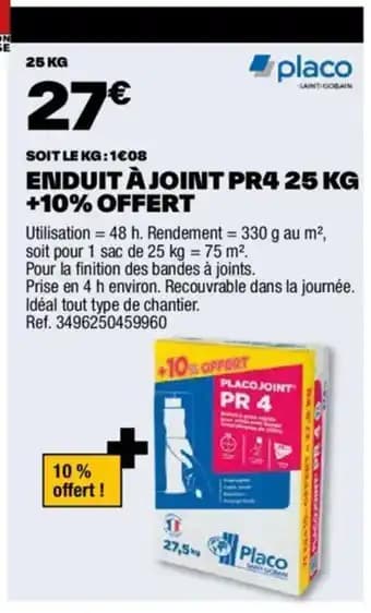 ENDUIT À JOINT PR4 25 KG +10% OFFERT