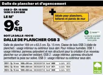 DALLE DE PLANCHER OSB 3