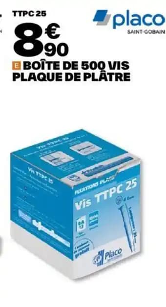 BOÎTE DE 500 VIS PLAQUE DE PLÂTRE