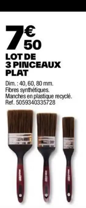 LOT DE 3 PINCEAUX PLAT