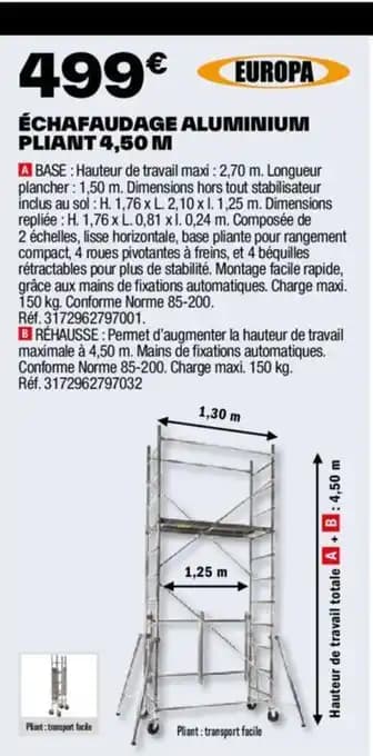 ÉCHAFAUDAGE ALUMINIUM PLIANT 4,50 M