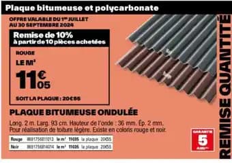 PLAQUE BITUMEUSE ONDULÉE