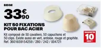 KIT 50 FIXATIONS POUR BAC ACIER