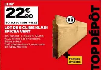 LOT DE 6 CLINS KLADI EPICEA VERT