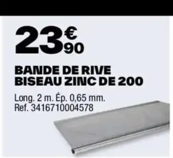 BANDE DE RIVE BISEAU ZINC DE 200