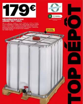RÉCUPÉRATEUR D'EAU AÉRIEN ❝IBC" 1000 L