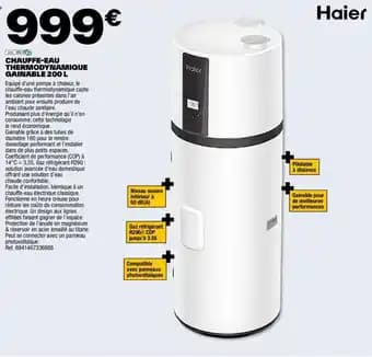 CHAUFFE-EAU THERMODYNAMIQUE GAINABLE 200 L