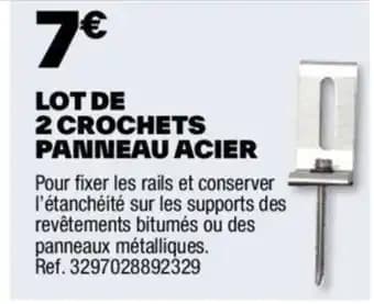LOT DE 2 CROCHETS PANNEAU ACIER