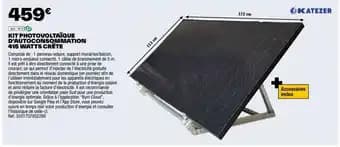 KIT PHOTOVOLTAÏQUE D'AUTOCONSOMMATION 415 WATTS CRÊTE