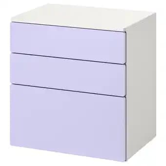 SmÅstad / platsa Commode 3 tiroirs, blanc/mauve, 60x42x63 cm