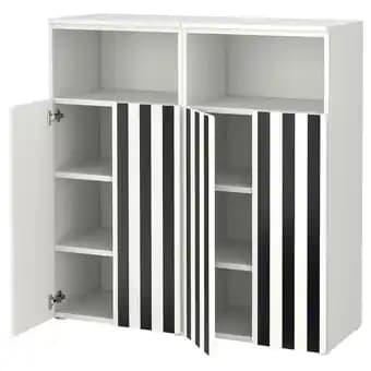 SmÅstad / platsa Combinaison de rangement, blanc noir/blanc/rayure 6 tablettes, 120x42x123 cm