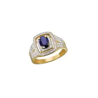 Bague Or 750 Millièmes Rhodié, Saphir Et Diamants 0,29 Carat(1)