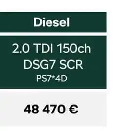 Tarifs gamme 5 places ttc diesel