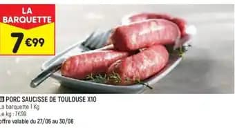 PORC SAUCISSE DE TOULOUSE X10