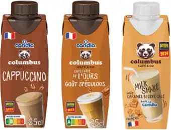 CANDIA SUR TOUTES LES BOISSONS LACTÉES COLUMBUS CANDIA