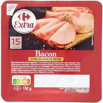 CARREFOUR EXTRA Filet de bacon fumé