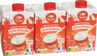 CARREFOUR CLASSIC' Crème entière semi-épaisse