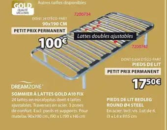 SOMMIER À LATTES GOLD A10 FIX