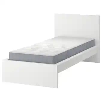Malm Cadre de lit avec matelas, blanc/valevåg extra ferme, 90x200 cm