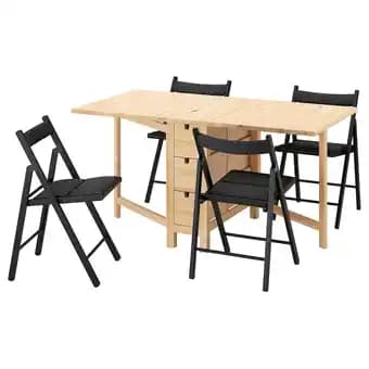 Norden / frÖsvi Table et 4 chaises, bouleau/knisa gris foncé, 26/89/152 cm