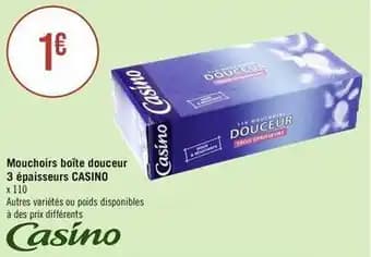 Casino - mouchoirs boîte douceur 3 épaisseurs