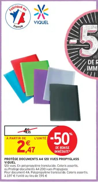 PROTÈGE DOCUMENTS A4 120 VUES PROPYGLASS VIQUEL