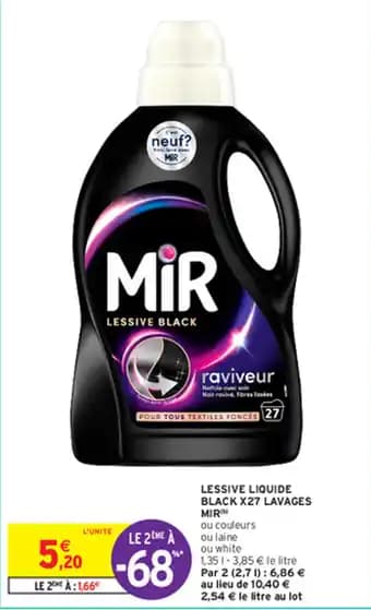 LESSIVE LIQUIDE BLACK X27 LAVAGES MIR