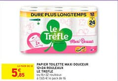 PAPIER TOILETTE MAXI DOUCEUR 12=24 ROULEAUX LE TREFLE
