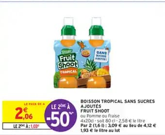 BOISSON TROPICAL SANS SUCRES AJOUTÉS FRUIT SHOOT