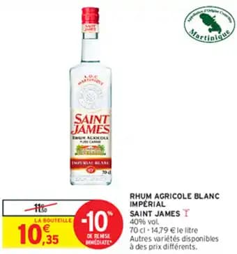 RHUM AGRICOLE BLANC IMPÉRIAL SAINT JAMES Y
