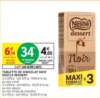 TABLETTE DE CHOCOLAT NOIR NESTLÉ DESSERT