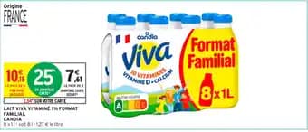 LAIT VIVA VITAMINÉ 1% FORMAT FAMILIAL CANDIA