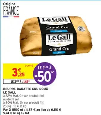BEURRE BARATTE CRU DOUX LE GALL