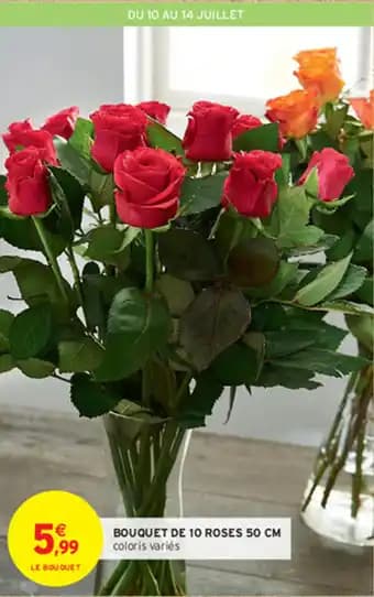 BOUQUET DE 10 ROSES 50 CM