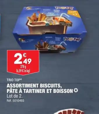 ASSORTIMENT BISCUITS, PÂTE À TARTINER ET BOISSON