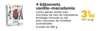 4 bâtonnets vanille-macadamia